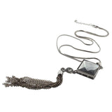 Max Fashion Geometric Diamond Crystal Long Necklace Sweater Chain rhombus Black