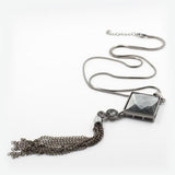 Max Fashion Geometric Diamond Crystal Long Necklace Sweater Chain rhombus Black