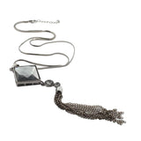 Max Fashion Geometric Diamond Crystal Long Necklace Sweater Chain rhombus Black