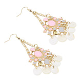 Maxbell Bohemia Shell Disc Dangle Earrings Crystal Rhinestone Inlaid Jewel Accessory