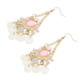 Maxbell Bohemia Shell Disc Dangle Earrings Crystal Rhinestone Inlaid Jewel Accessory