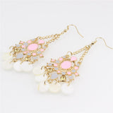Maxbell Bohemia Shell Disc Dangle Earrings Crystal Rhinestone Inlaid Jewel Accessory