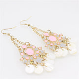 Maxbell Bohemia Shell Disc Dangle Earrings Crystal Rhinestone Inlaid Jewel Accessory