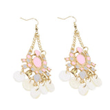 Maxbell Bohemia Shell Disc Dangle Earrings Crystal Rhinestone Inlaid Jewel Accessory