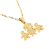 Max Stereoscopic Pendant Necklace Cartoon Family Shape Neck Chain Golden