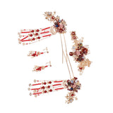 Maxbell Ancient Chinese Tassel Hair Comb Pin Earrings Set Costume Headdress Wedding Tiara Hairband