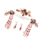 Maxbell Ancient Chinese Tassel Hair Comb Pin Earrings Set Costume Headdress Wedding Tiara Hairband
