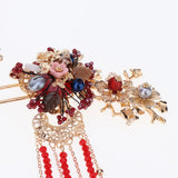 Maxbell Ancient Chinese Tassel Hair Comb Pin Earrings Set Costume Headdress Wedding Tiara Hairband
