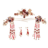 Maxbell Ancient Chinese Tassel Hair Comb Pin Earrings Set Costume Headdress Wedding Tiara Hairband