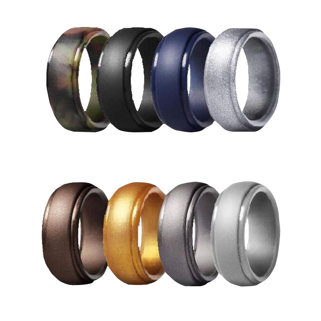 Max 8 Pieces Silicone Rings Men Women Band Sport Rings Outdoor Rings Size 10