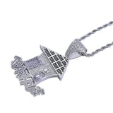 Max Vintage Pendant Necklace Punk Trap House Letter Zircon  Jewel Silver