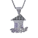 Max Vintage Pendant Necklace Punk Trap House Letter Zircon  Jewel Silver