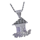 Max Vintage Pendant Necklace Punk Trap House Letter Zircon  Jewel Silver