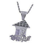 Max Vintage Pendant Necklace Punk Trap House Letter Zircon  Jewel Silver