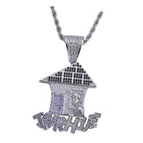 Max Vintage Pendant Necklace Punk Trap House Letter Zircon  Jewel Silver