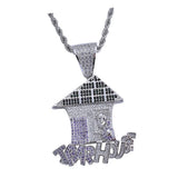 Max Vintage Pendant Necklace Punk Trap House Letter Zircon  Jewel Silver