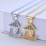 Max Vintage Pendant Necklace Punk Trap House Letter Zircon  Jewel Silver