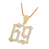 Max Hip-hop accessory zircon creative number 69 pendant necklace Golden