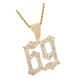 Max Hip-hop accessory zircon creative number 69 pendant necklace Golden