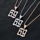 Max Hip-hop accessory zircon creative number 69 pendant necklace Golden