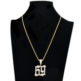 Max Hip-hop accessory zircon creative number 69 pendant necklace Golden
