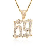 Max Hip-hop accessory zircon creative number 69 pendant necklace Golden