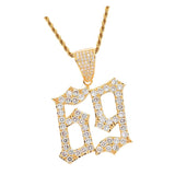 Max Hip-hop accessory zircon creative number 69 pendant necklace Golden