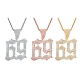 Max Hip-hop accessory zircon creative number 69 pendant necklace Golden