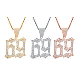 Max Hip-hop accessory zircon creative number 69 pendant necklace Golden