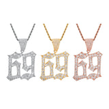 Max Hip-hop accessory zircon creative number 69 pendant necklace Golden