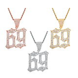 Max Hip-hop accessory zircon creative number 69 pendant necklace Golden