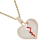 Max Heart-broken shape pendant zircon hip-hop necklace Golden