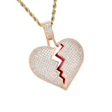 Max Heart-broken shape pendant zircon hip-hop necklace Golden