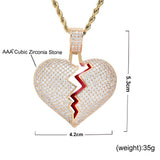Max Heart-broken shape pendant zircon hip-hop necklace Golden