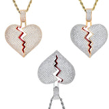 Max Heart-broken shape pendant zircon hip-hop necklace Golden
