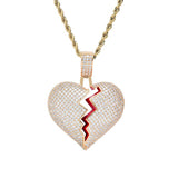Max Heart-broken shape pendant zircon hip-hop necklace Golden