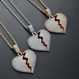 Max Heart-broken shape pendant zircon hip-hop necklace Golden