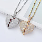 Max Heart-broken shape pendant zircon hip-hop necklace Golden