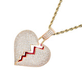 Max Heart-broken shape pendant zircon hip-hop necklace Golden