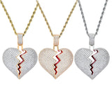 Max Heart-broken shape pendant zircon hip-hop necklace Golden