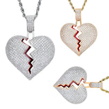 Max Heart-broken shape pendant zircon hip-hop necklace Golden
