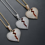 Max Heart-broken shape pendant zircon hip-hop necklace Golden