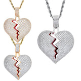 Max Heart-broken shape pendant zircon hip-hop necklace Golden
