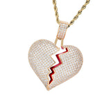 Max Heart-broken shape pendant zircon hip-hop necklace Golden