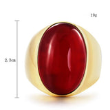 Max Elliptical Cat Eye Gemstone Ring Titanium Steel Opal Ring Coffee