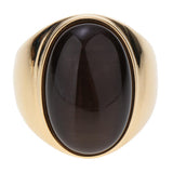 Max Elliptical Cat Eye Gemstone Ring Titanium Steel Opal Ring Coffee
