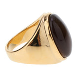 Max Elliptical Cat Eye Gemstone Ring Titanium Steel Opal Ring Coffee
