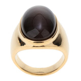 Max Elliptical Cat Eye Gemstone Ring Titanium Steel Opal Ring Coffee