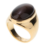 Max Elliptical Cat Eye Gemstone Ring Titanium Steel Opal Ring Coffee