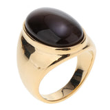 Max Elliptical Cat Eye Gemstone Ring Titanium Steel Opal Ring Coffee